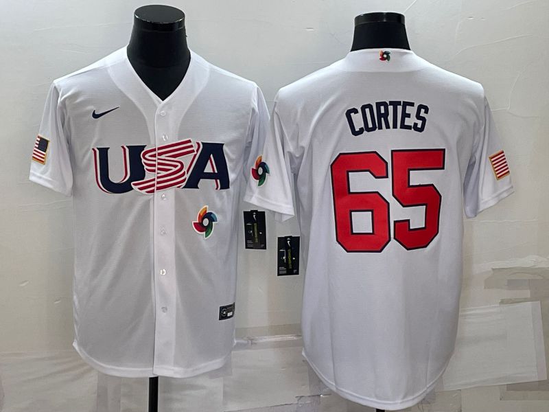 Men 2023 World Cub USA #65 Cortes White Nike MLB Jersey9->more jerseys->MLB Jersey